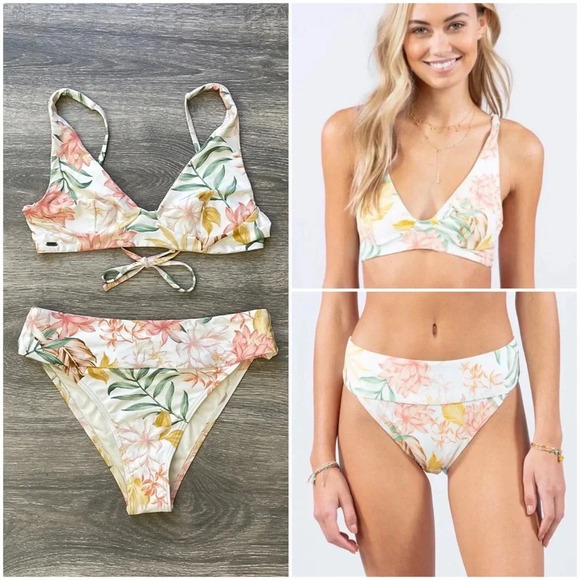 Rip Curl Other - Rip Curl La Bonita Reversible Crop & Hi Waist Cheeky Bottom, bone